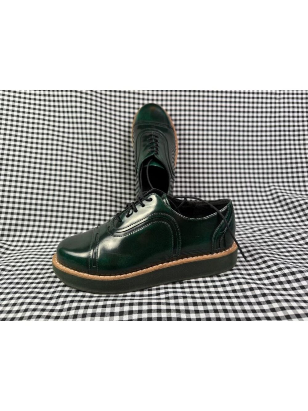 Camper Nepomuk Green Platform Oxford Shoes Womens EU 36 US 6 Patent Leather